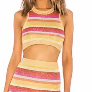 Lovers + Friends Multicolor Knit Top w/ matching Skirt